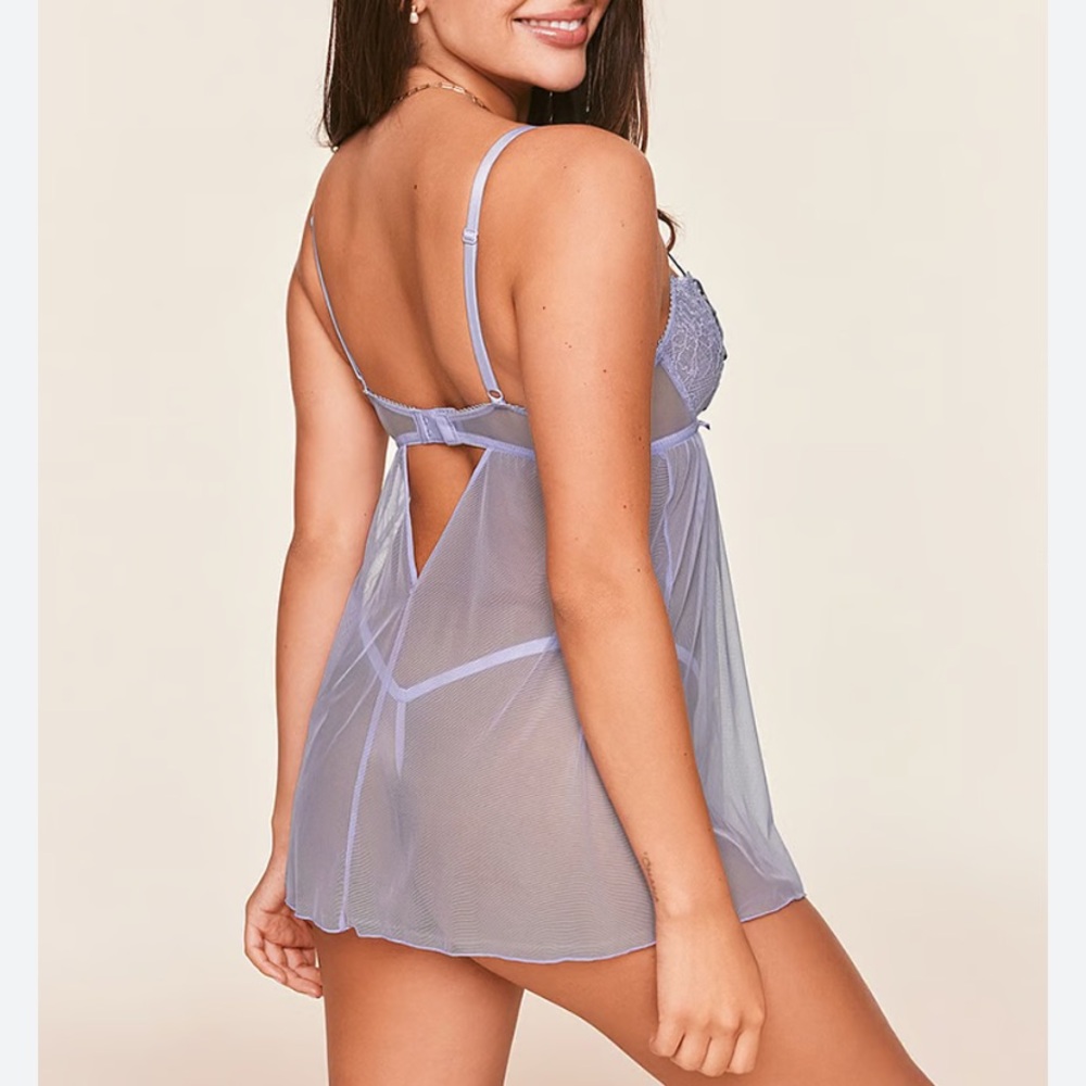 NWOT Rachel Roy light purple lavender lilac lace lingerie babydoll slip set